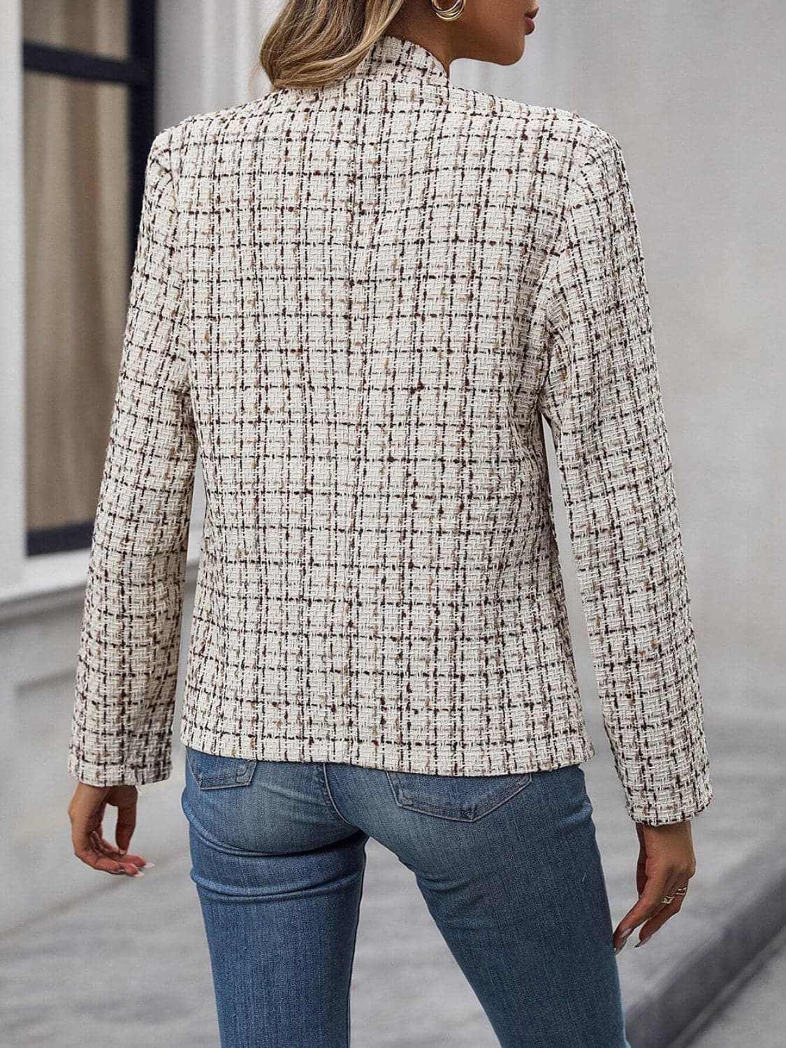 Chic plaid long sleeve jacket - Love Salve